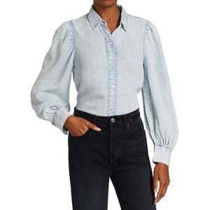 Rails women’s Angelica light acid wash long sleeve button up denim shirt